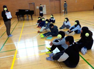 全校集会で給食指導